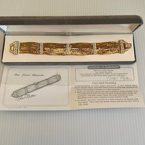 NWT Vintage Nolan Miller Gold Tone & Crystal Multi Strand Bracelet - Picture 3 of 7